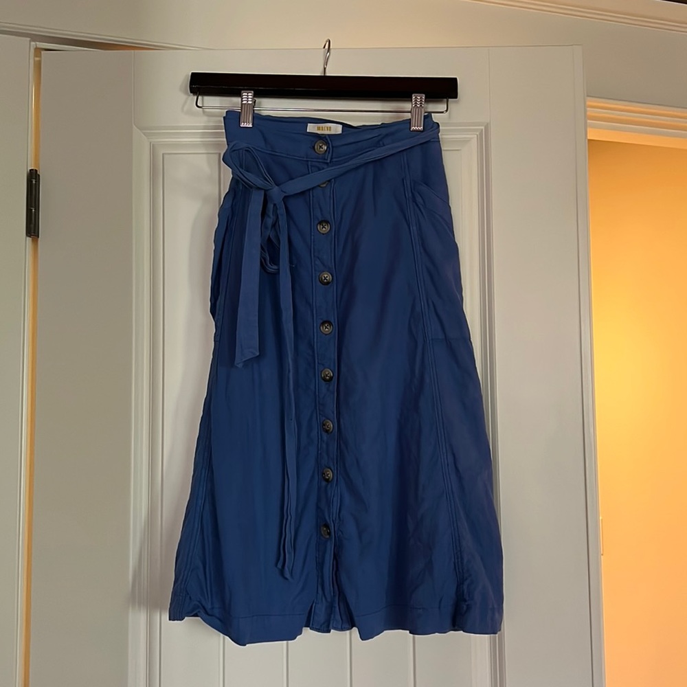 Anthropologie Maeve blue linen skirt